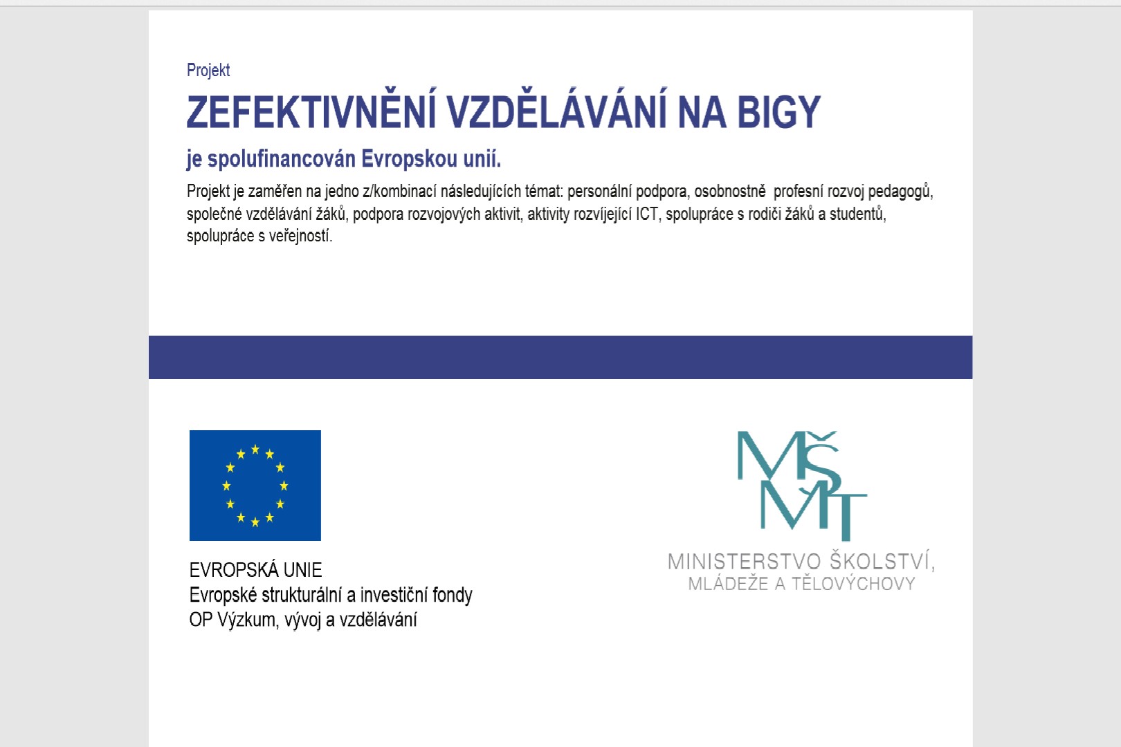 Zefektivnění vzdělávání na BiGy